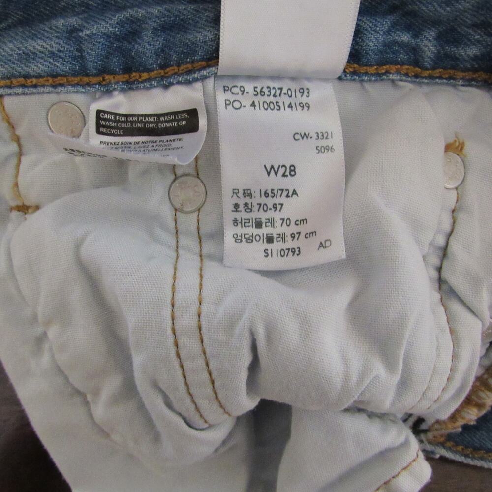 Levi's 501 Original Raw Hem Distressed Cut Off Denim Shorts Light Wash W28 - Picture 6 of 8
